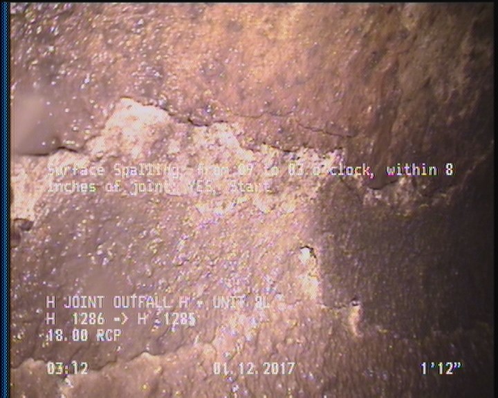 Surface Spalling, from 09 to 03 o'clock, within 8 inches of joint: YES, Start