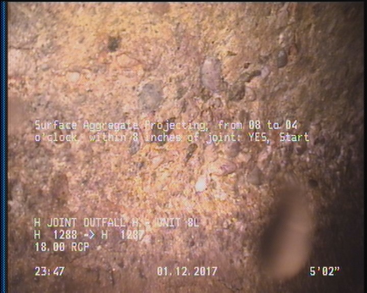 Surface Aggregate Projecting, from 08 to 04 o'clock, within 8 inches of joint: YES, Start