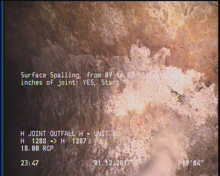 Surface Spalling, from 09 to 03 o'clock, within 8 inches of joint: YES, Start