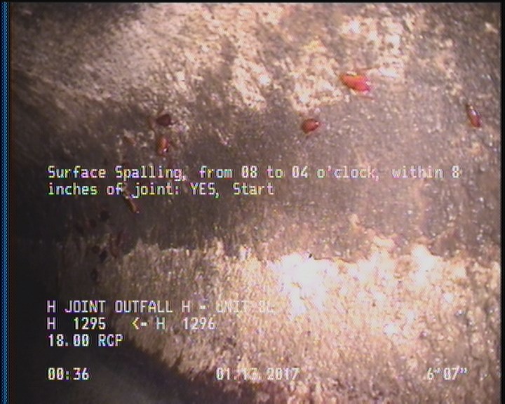 Surface Spalling, from 08 to 04 o'clock, within 8 inches of joint: YES, Start