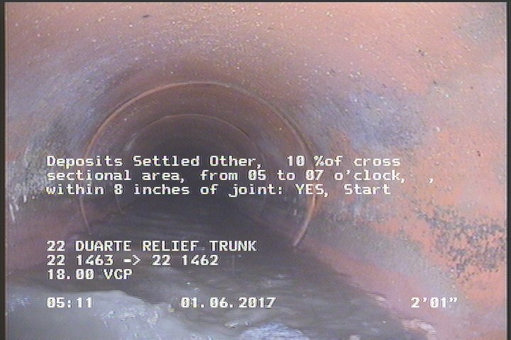 Deposits Settled Other, 10 %of cross sectional area, from 05 to 07 o'clock, , within 8 inches of joint: YES, Start