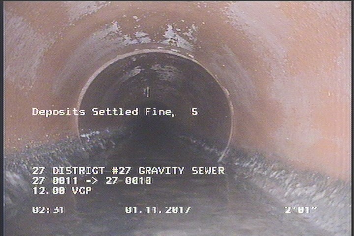 Deposits Settled Fine, 5 %of cross sectional area, at 06 o'clock, , within 8 inches of joint: YES, Start