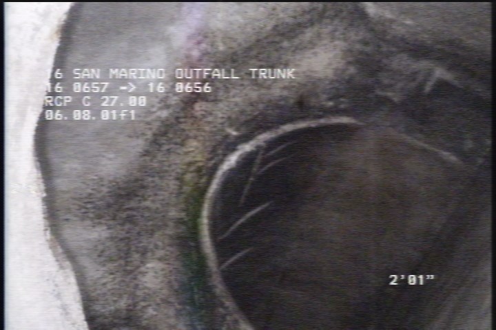Downstream Manhole, Survey Ends - ZOOMED APPROX 1 FT D/S