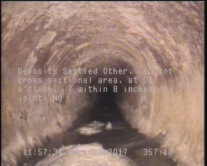 Deposits Settled Other, 10 %of cross sectional area, at 06 o'clock, , within 8 inches of joint: NO