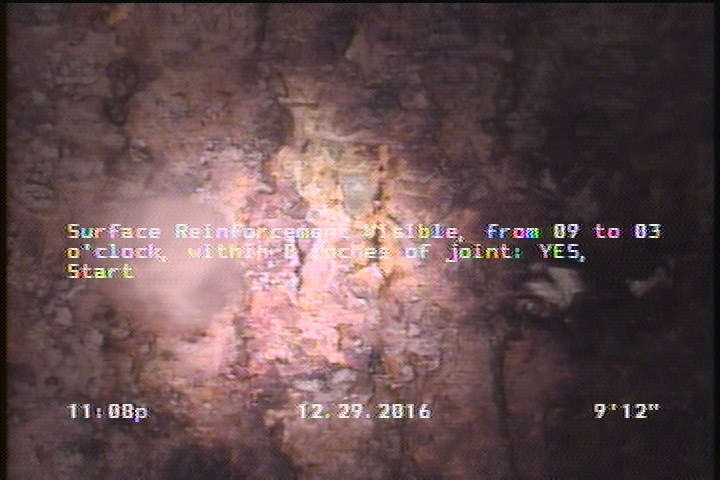 Surface Reinforcement Visible, from 09 to 03 o'clock, within 8 inches of joint: YES, Start