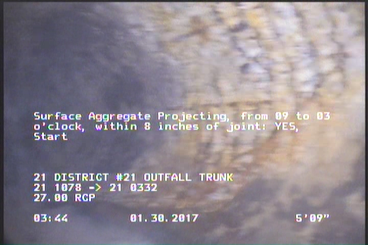 Surface Aggregate Projecting, from 09 to 03 o'clock, within 8 inches of joint: YES, Start