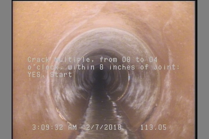 Crack Multiple, from 08 to 04 o'clock, within 8 inches of joint: YES, Start