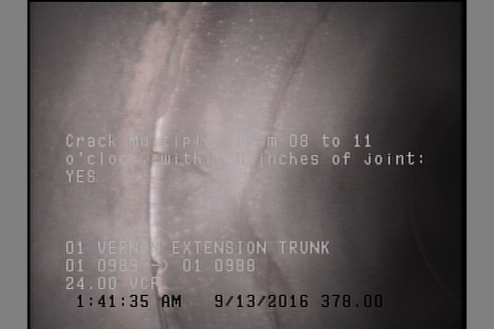 Crack Multiple, from 08 to 11 o'clock, within 8 inches of joint: YES