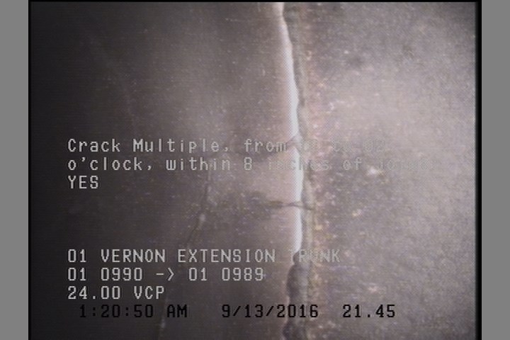 Crack Multiple, from 10 to 02 o'clock, within 8 inches of joint: YES