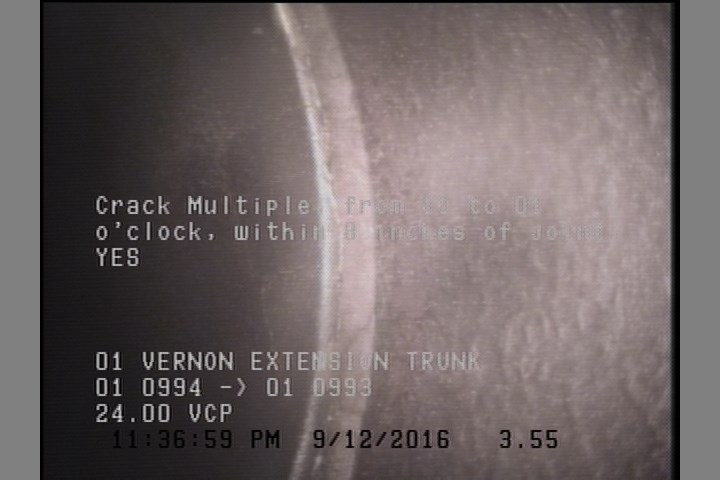Crack Multiple, from 11 to 01 o'clock, within 8 inches of joint: YES