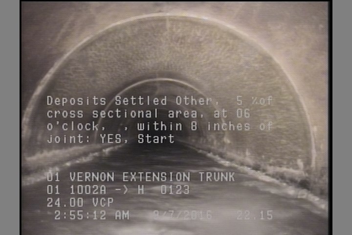 Deposits Settled Other, 5 %of cross sectional area, at 06 o'clock, , within 8 inches of joint: YES, Start
