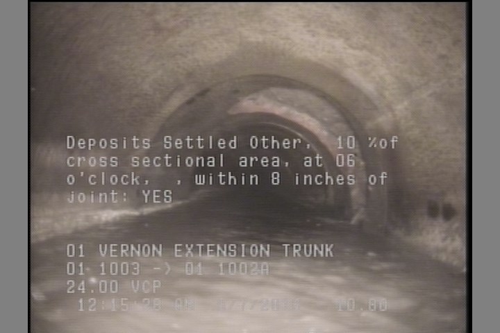 Deposits Settled Other, 10 %of cross sectional area, at 06 o'clock, , within 8 inches of joint: YES