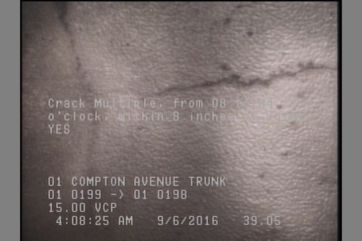 Crack Multiple, from 08 to 04 o'clock, within 8 inches of joint: YES