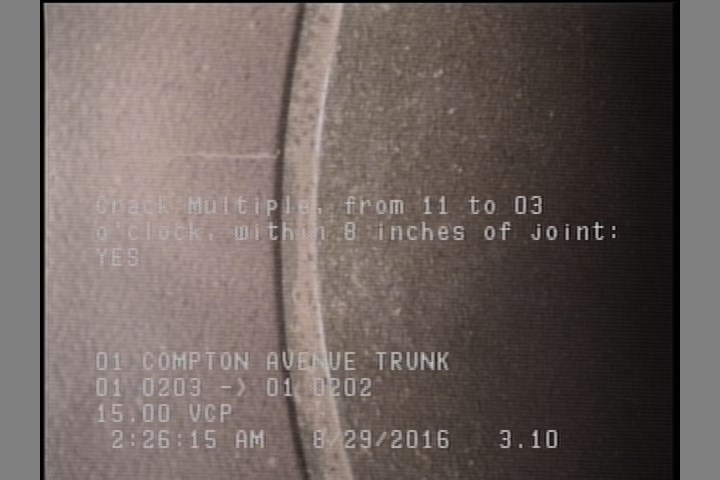 Crack Multiple, from 11 to 03 o'clock, within 8 inches of joint: YES