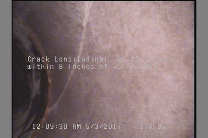 Crack Longitudinal, at 12 o'clock, within 8 inches of joint: YES