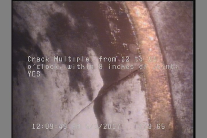 Crack Multiple, from 12 to 03 o'clock, within 8 inches of joint: YES