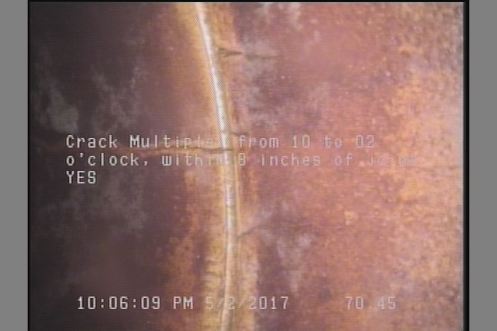 Crack Multiple, from 10 to 02 o'clock, within 8 inches of joint: YES