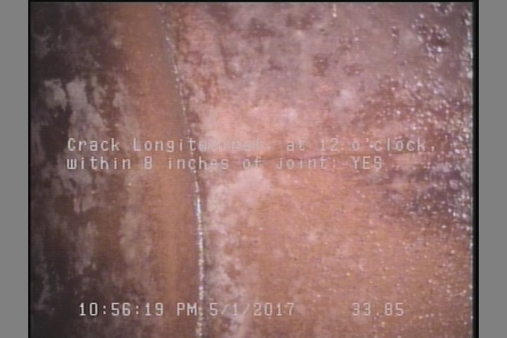 Crack Longitudinal, at 12 o'clock, within 8 inches of joint: YES