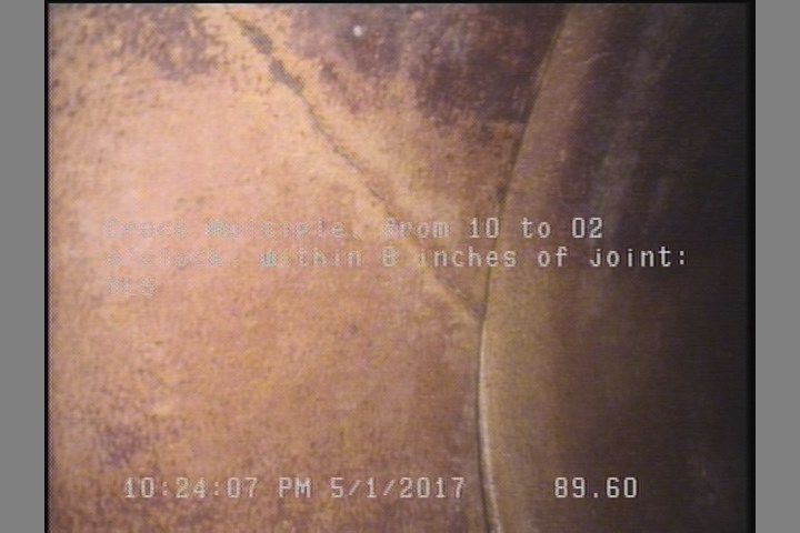 Crack Multiple, from 10 to 02 o'clock, within 8 inches of joint: YES