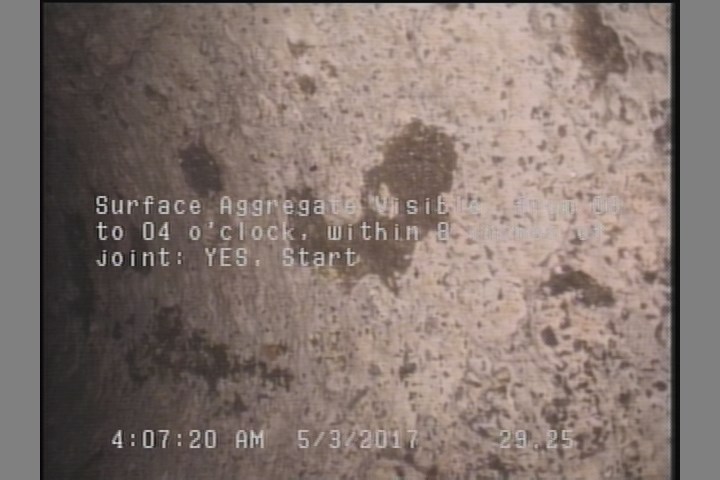 Surface Aggregate Visible, from 08 to 04 o'clock, within 8 inches of joint: YES, Start