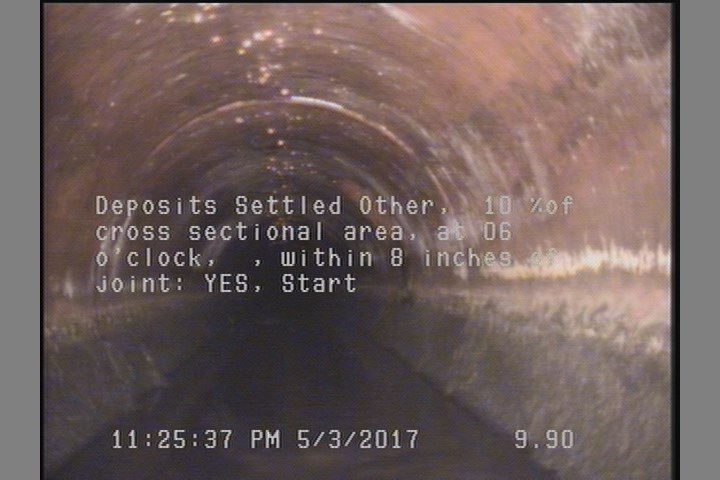 Deposits Settled Other, 10 %of cross sectional area, at 06 o'clock, , within 8 inches of joint: YES, Start