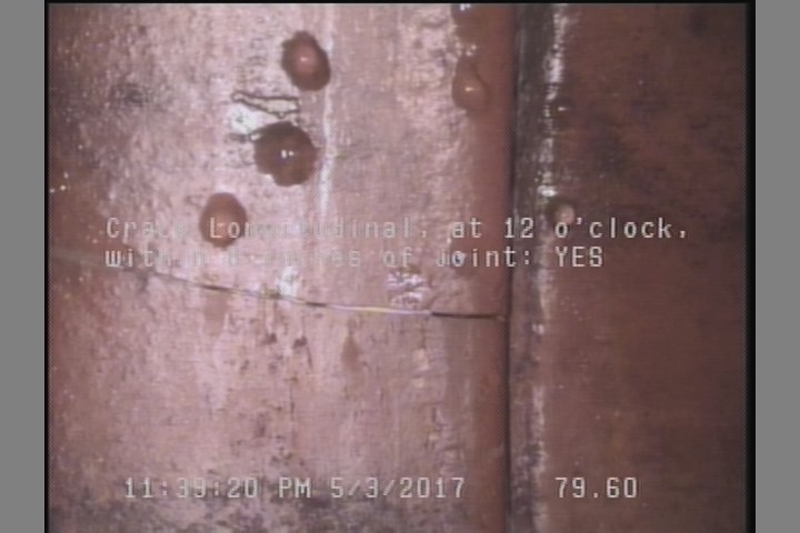 Crack Longitudinal, at 12 o'clock, within 8 inches of joint: YES