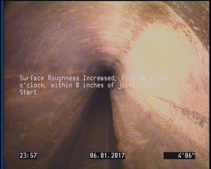 Surface Roughness Increased, from 08 to 04 o'clock, within 8 inches of joint: YES, Start