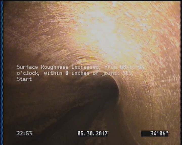Surface Roughness Increased, from 08 to 04 o'clock, within 8 inches of joint: YES, Start