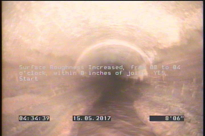 Surface Roughness Increased, from 08 to 04 o'clock, within 8 inches of joint: YES, Start