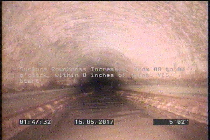 Surface Roughness Increased, from 08 to 04 o'clock, within 8 inches of joint: YES, Start