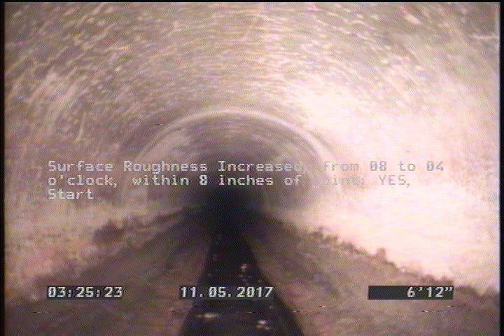 Surface Roughness Increased, from 08 to 04 o'clock, within 8 inches of joint: YES, Start