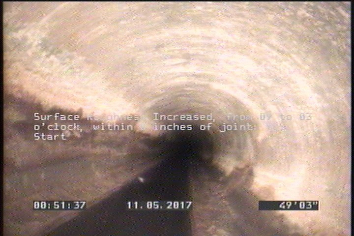 Surface Roughness Increased, from 09 to 03 o'clock, within 8 inches of joint: YES, Start