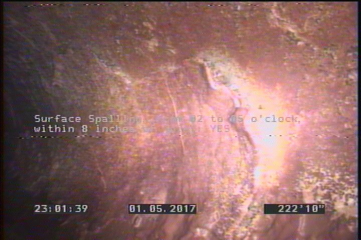Surface Spalling, from 02 to 05 o'clock, within 8 inches of joint: YES