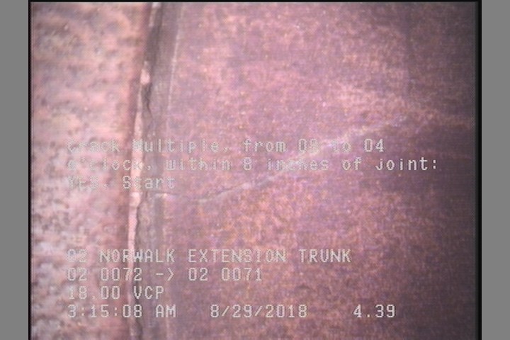 Crack Multiple, from 08 to 04 o'clock, within 8 inches of joint: YES, Start