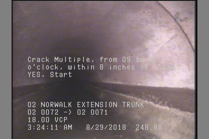 Crack Multiple, from 09 to 03 o'clock, within 8 inches of joint: YES, Start