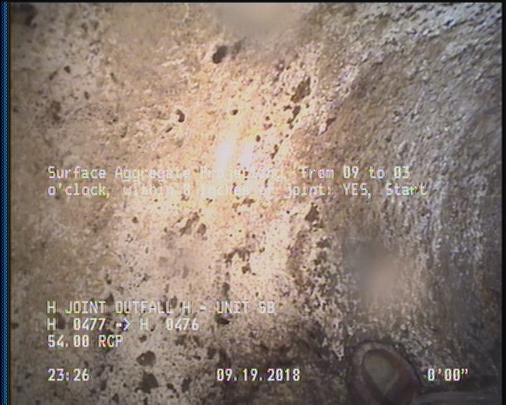 Surface Aggregate Projecting, from 09 to 03 o'clock, within 8 inches of joint: YES, Start