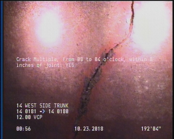 Crack Multiple, from 08 to 04 o'clock, within 8 inches of joint: YES