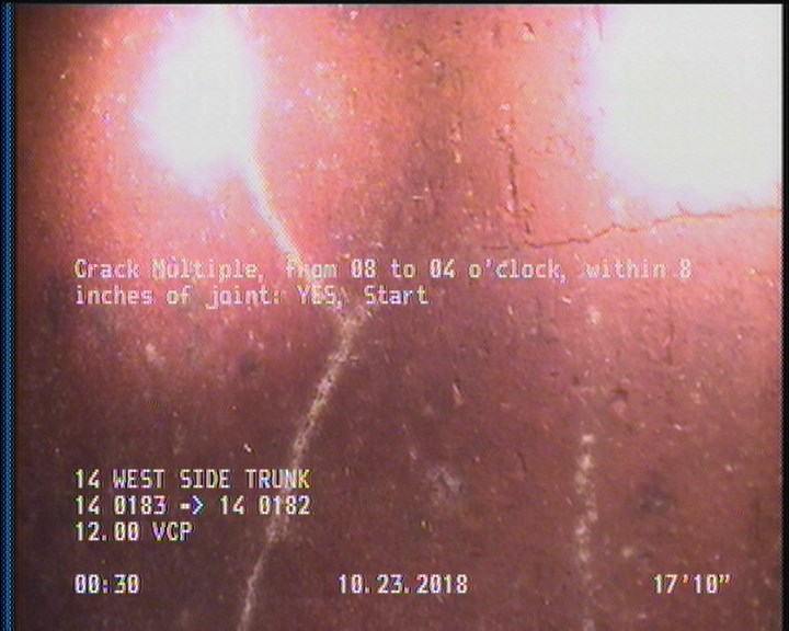 Crack Multiple, from 08 to 04 o'clock, within 8 inches of joint: YES, Start