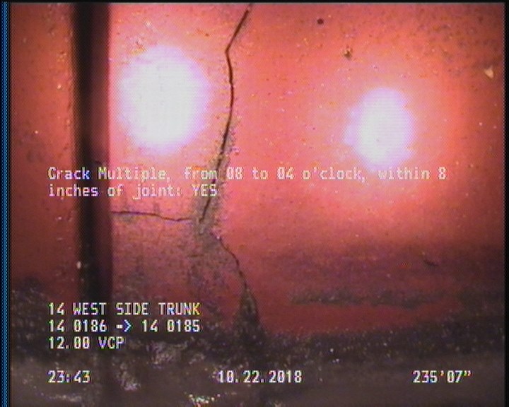 Crack Multiple, from 08 to 04 o'clock, within 8 inches of joint: YES
