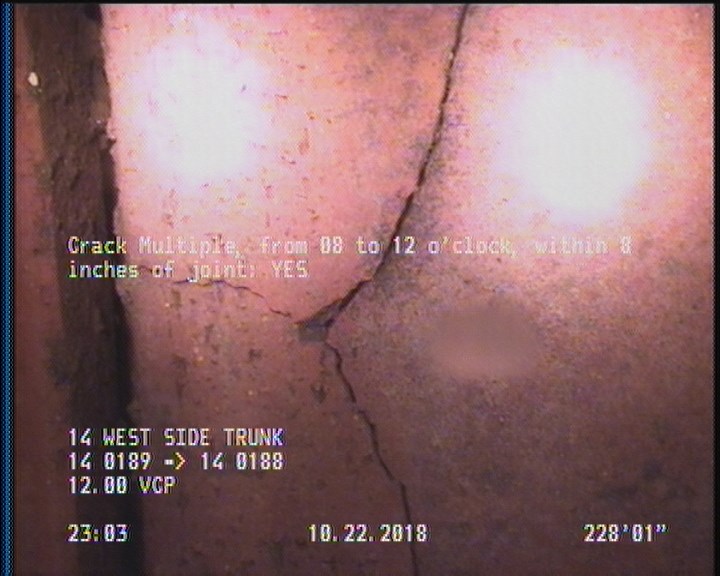 Crack Multiple, from 08 to 12 o'clock, within 8 inches of joint: YES
