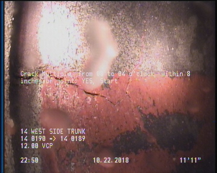 Crack Multiple, from 08 to 04 o'clock, within 8 inches of joint: YES, Start
