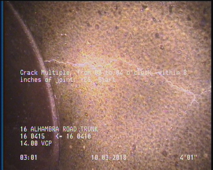 Crack Multiple, from 08 to 04 o'clock, within 8 inches of joint: YES
