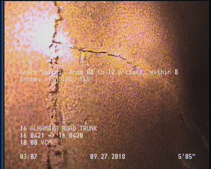 Crack Spiral, from 08 to 12 o'clock, within 8 inches of joint: YES