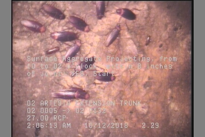 Surface Aggregate Projecting, from 10 to 02 o'clock, within 8 inches of joint: YES, Start