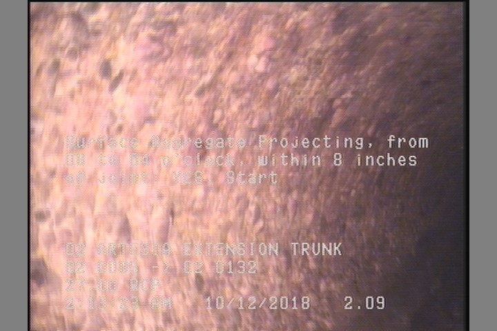 Surface Aggregate Projecting, from 08 to 04 o'clock, within 8 inches of joint: YES, Start