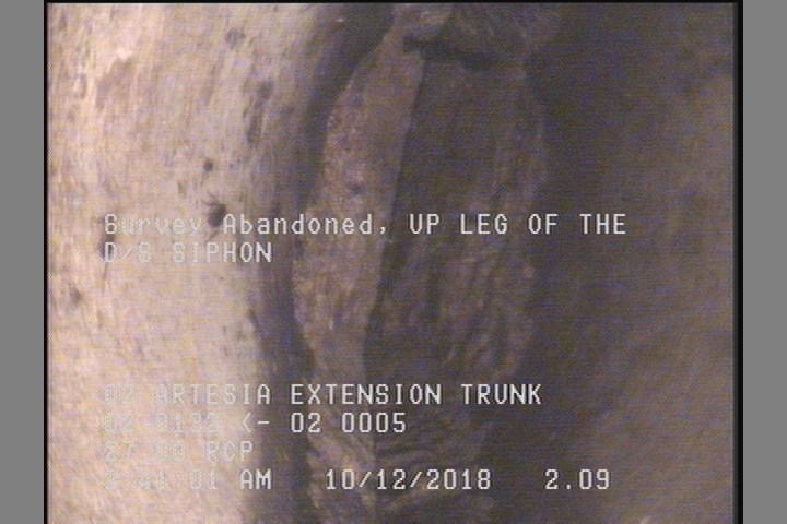 Survey Abandoned - UP LEG OF THE D/S SIPHON