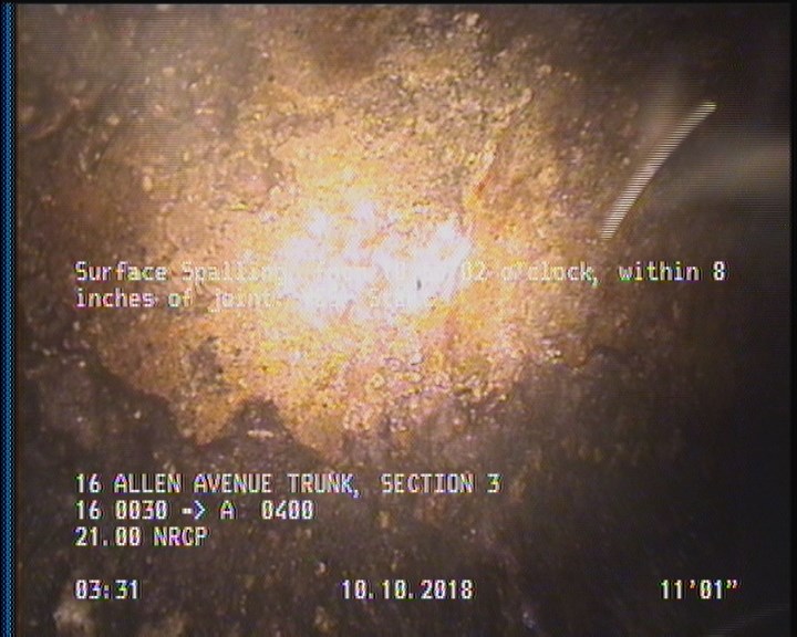 Surface Spalling, from 10 to 02 o'clock, within 8 inches of joint: YES, Start