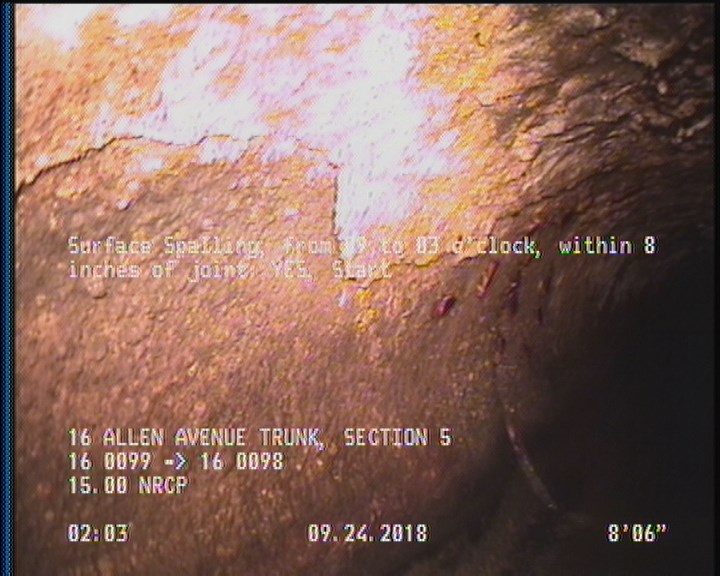 Surface Spalling, from 09 to 03 o'clock, within 8 inches of joint: YES, Start