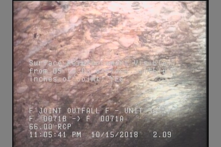 Surface Reinforcement Visible, from 09 to 03 o'clock, within 8 inches of joint: YES