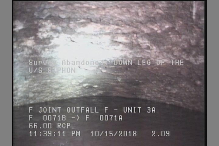 Survey Abandoned - DOWN LEG OF THE U/S SIPHON